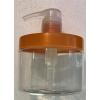 12 oz. Clear PET 89-400 Plastic BPA Free Single Wall Jar-Orange Lid-Natural Pump-4cc OP