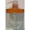 16 oz. Clear PET 89-400 Plastic (BPA Free) Single Wall Jar-Orange Lid-Natural Pump-4cc OP