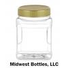 28 oz. Clear PET 89-400 Plastic Oblong Single Wall Jar-Hand Grips-Colored Lids