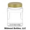 28 oz. Clear PET 89-400 Plastic Oblong Single Wall Jar-Hand Grips-Colored Lid