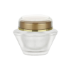 1.67 oz (50 ml) Frosted 50 mm Thick Wall Acrylic Jar-White Inner PP Bowl-Gold-Clear Lid-Gold Band-White Sealing Disc