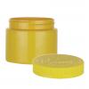 8 oz. Yellow Round Single Wall 70-400 Opaque PET Square Based Plastic Jar-Yellow Colored CRC Lid