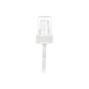 22-400 White Ribbed PP Plastic Treatment Pump w/ 180mcl Output, Clear PP Hood & 4 3/16 in. Dip Tube