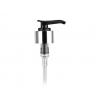 24-410 Silver Shiny-Black Plastic Lotion-Soap Pump w/ 2 cc Output & 8 3/4 in. Diptube & Lock-Down Head -JET