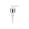 24-410 Silver Shiny Metal-White PP Plastic Lotion-Soap Pump-2 cc OP-LD -6 1/16 in. DT