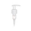 24-410 White Ribbed PP Plastic Metal Free Lotion-Soap Pump-LU Teardop Head-3cc OP-6 1/8 in DT