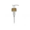 28-410 Gold-White Ribbed PP Plastic Lotion-Soap Pump with Lock-Up Head-2 CC Output-6 1/2 in. Dip Tube