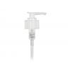28-410 White Smooth Plastic Lotion-Soap Pump with Lock Down Saddle Head, 2 cc Output & 9 1/4 in. Dip Tube