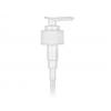 28-410 White Ribbed PP Plastic Lotion-Soap Pump with Lock Down Saddle Head-1.3 cc OP-9 1/4 in. DT (MPCH)