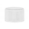 24-410 White Ribbed Non Dispensing Ribbed PP Plastic Bottle Cap w/ F-217 Foam Liner & Matte Top