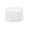 24-410 White Ribbed Non Dispensing Ribbed PP Plastic Bottle Cap w/ HS Liner