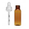 1 oz. Amber 20-410 Round Bullet PET (BPA Free) Translucent Plastic Bottle-CRC Dropper Cap