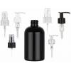 6 oz. Black PET 24-410 Shiny Opaque Plastic Boston Round Bottle-Pump or Sprayer (Silgan)