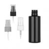 2 oz. Black 20-410 PET Shiny Opaque Plastic Cylinder Round Bottle-Gray FM Sprayer (MPCH)