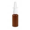 1 oz. Brown 20-410 Opaque HDPE Plastic Boston Round Bottle w/ White Fine Mist Nasal Sprayer 3 1/2 in. DT