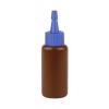 1 oz. Brown 20-410 Opaque HDPE Plastic Boston Round Bottle-Blue Yorker Cap