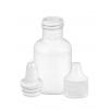 1 oz. White LDPE 20-410 Plastic Squeezable Boston Round Bottle-White Dropper Plug-White Cap