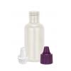 .5 oz. (1/2 oz) White Pearl 15-415 Boston Round HDPE (15 cc) Plastic Bottle-White Uncontrolled Plug .040 Orif-Purple Cap