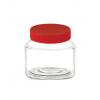 12 oz. Clear PET 70-400 Plastic Single Wall Square Jar-Round Shoulder-Deep Skirt Colored Lids